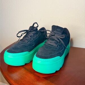 UGG Black and Vibrant Green Platform Shoes